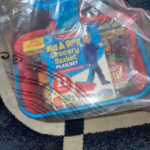 Fill & Roll Grocery Basket Play Set - Red and Blue